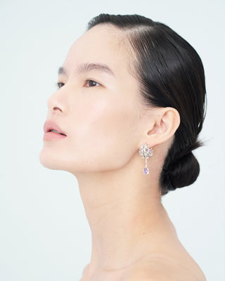 Multi-way Earrings with Detachable Chandelier - Liora Silver (amethyst)