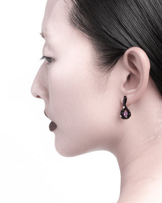 Drop Earrings -  Blob Black (amethyst)