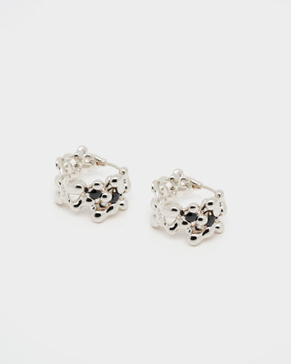 Hoop Earrings - Zona Silver (black spinel)