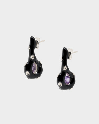 Drop Earrings -  Blob Black (amethyst)