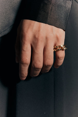 Embellished Closed Ring - Kava Gold